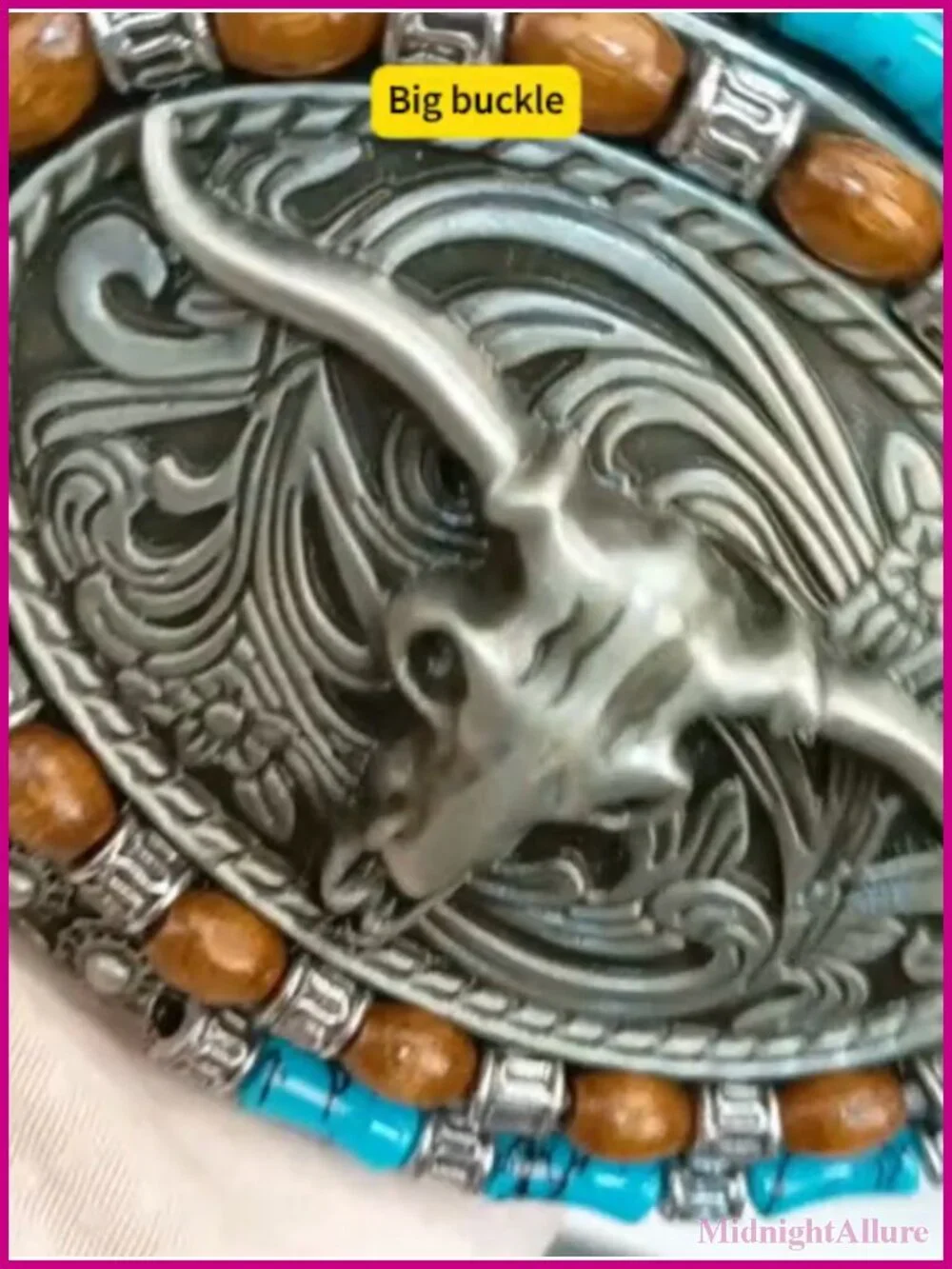 PU Leather Western Belt Engraved Floral Bull Buckle Adjustable